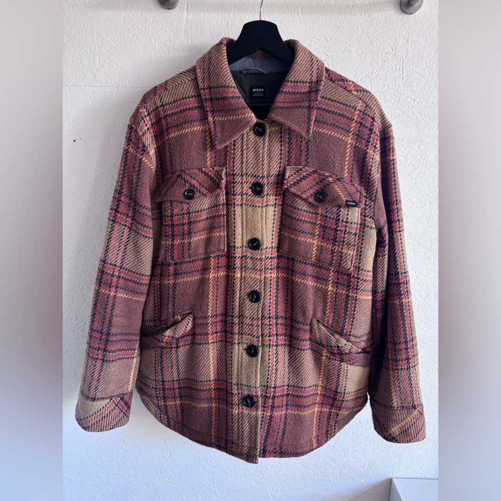 prAna 100% Organic Cotton 70’s Plaid Flannel Quilted Multi Pocket Jacket Shacket - Picture 5 of 12